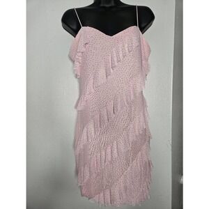 Fashion Nova Rheya Mesh Micro Mini Dress Pink Size Large Glam Romantic Fitted